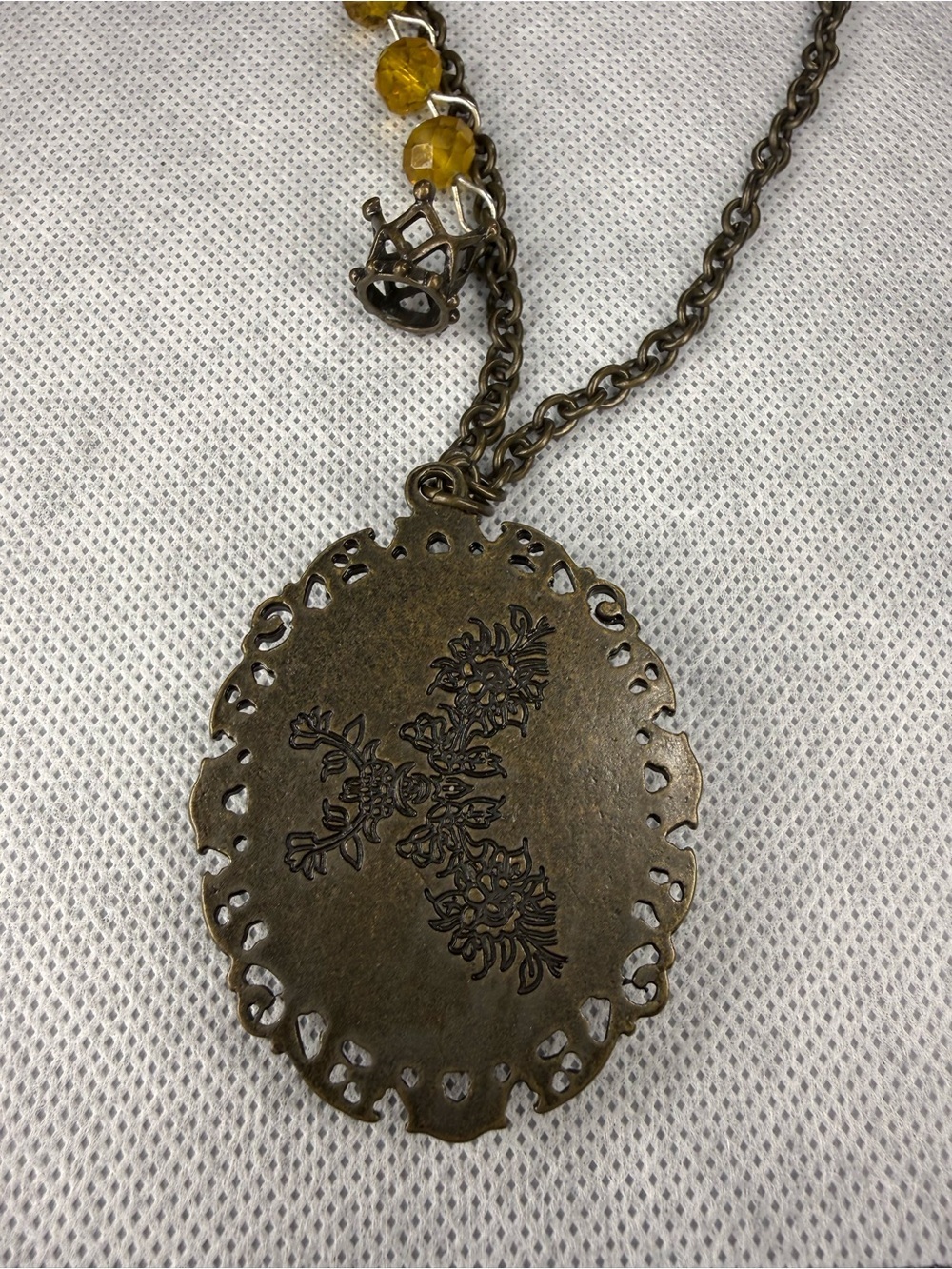 Plunder Chin Up Princess Crown Slips Necklace 32” Bronze Tone Pendant - Picture 4 of 5